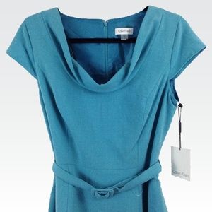 Calvin Klein | 6 | Tiffany Blue Cowl Sheath Dress